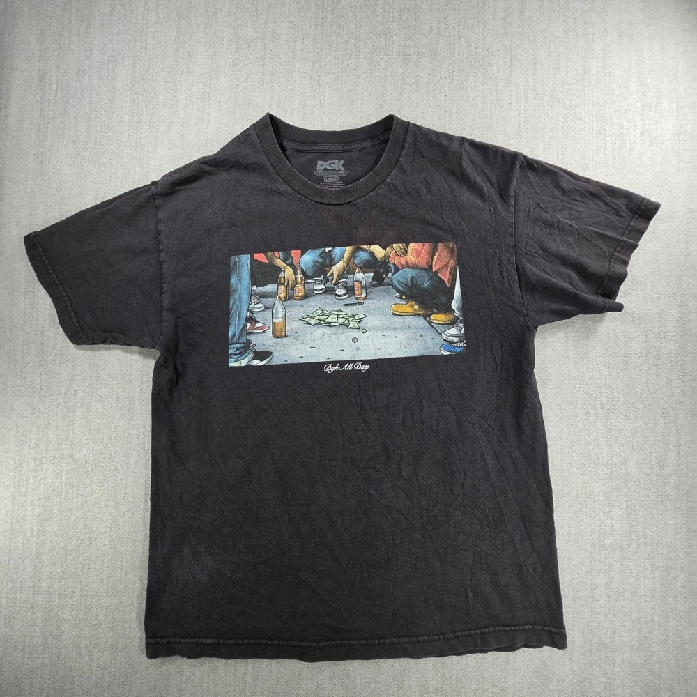 DGK Graphic‎ T-Shirt Mens Large Black All Day Dice Game Streetwear Skate Tee